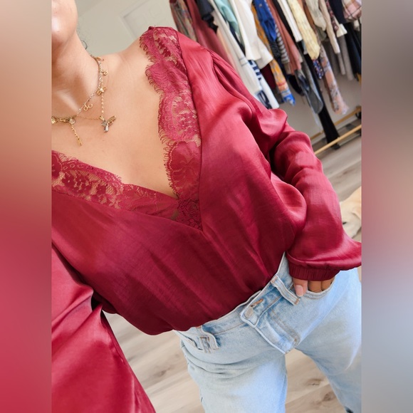 Socialite Tops - 04. SOCIALITE RUBY SILKY LACE BODYSUIT